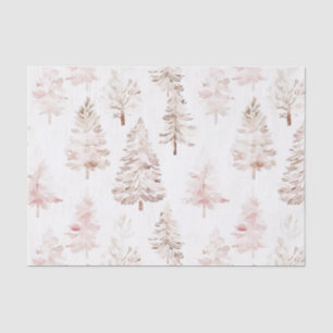 Papier Mousseline Arbres de Noël rose vif