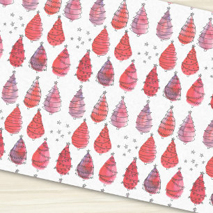 Papier Mousseline Arbres de Noël rouges
