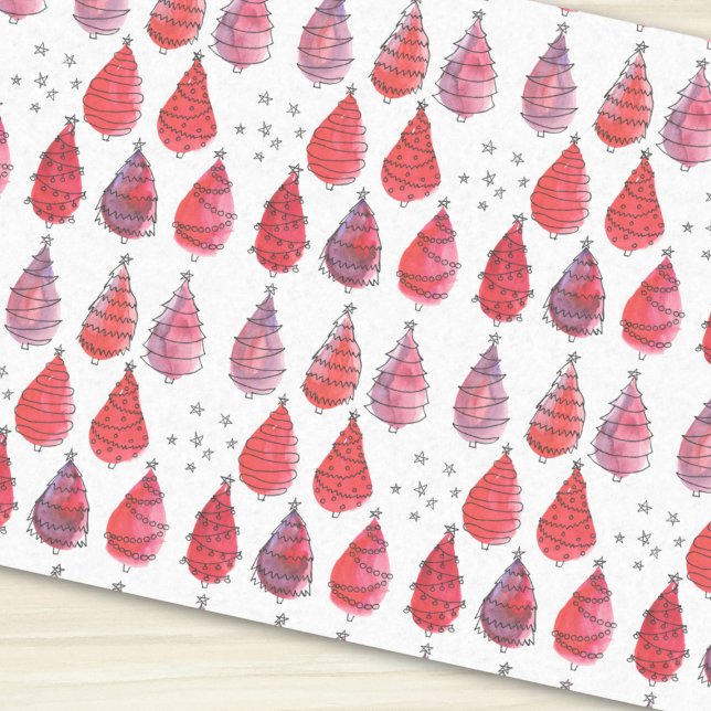 Papier Mousseline Arbres de Noël rouges (Créateur téléchargé)