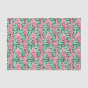 Papier Mousseline Arbres de Noël rouges et verts