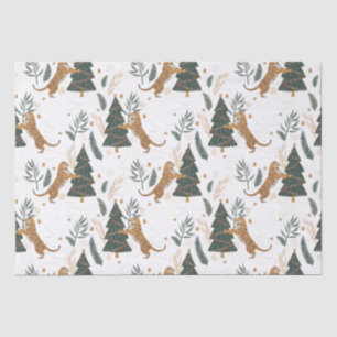 Papier Mousseline Arbres de Noël & tigres motif personnalisé arrière