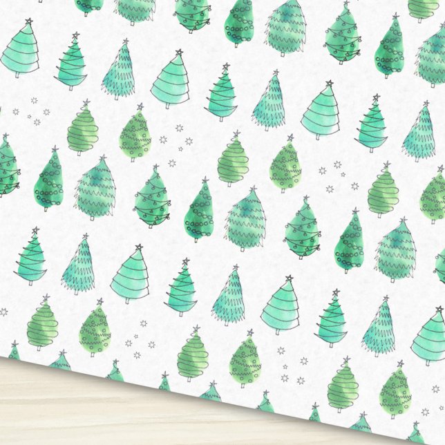 Papier Mousseline Arbres de Noël verts (Créateur téléchargé)