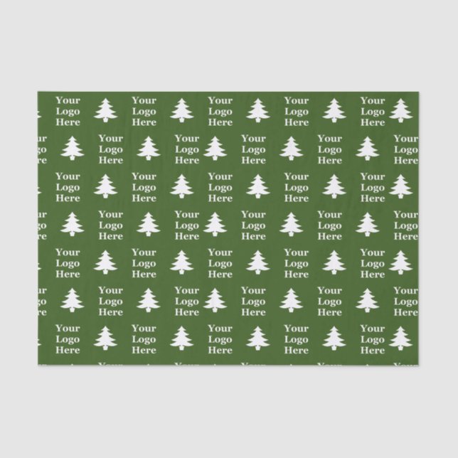 Papier Mousseline Arbres de Noël verts et blancs d'affaires Votre lo (Recto)