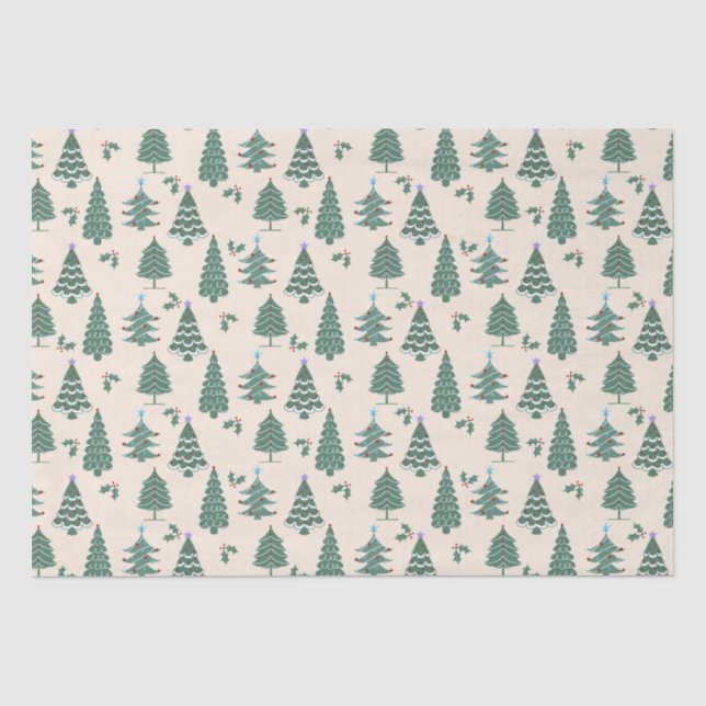 Papier Mousseline Arbres de Noël vintage (Recto)