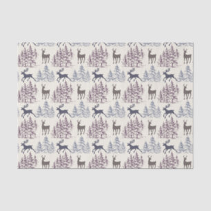Papier Mousseline Arbres d'hiver et cerfs sauvages