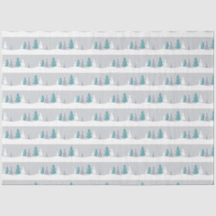 Papier Mousseline Arbres d'hiver et Motif gris clair neige