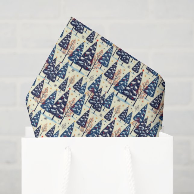 Papier Mousseline Arbres élégants (Sac cadeau)