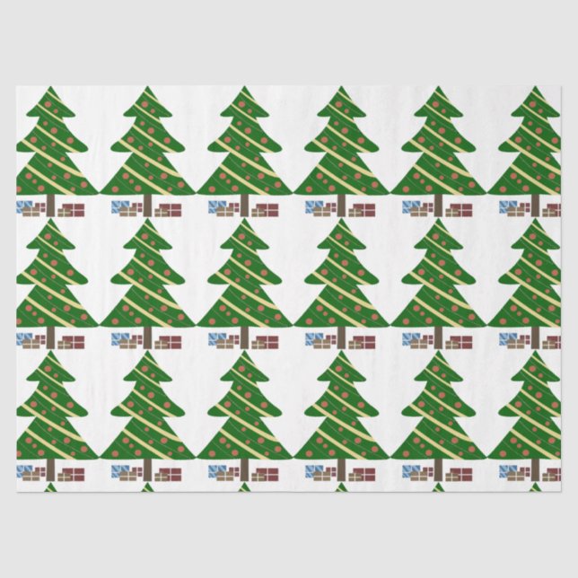 Papier Mousseline Arbres et cadeaux de Noël (Recto)