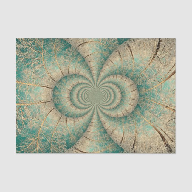 Papier Mousseline Arbres forestiers Vert hiver Brown Bois (Recto)