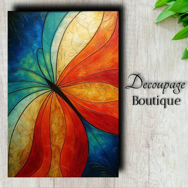 Papier Mousseline Arc-en-ciel Ailes papillon Bold Découpage Abstrait (Abstract Rainbow Decoupage Tissue Paper)