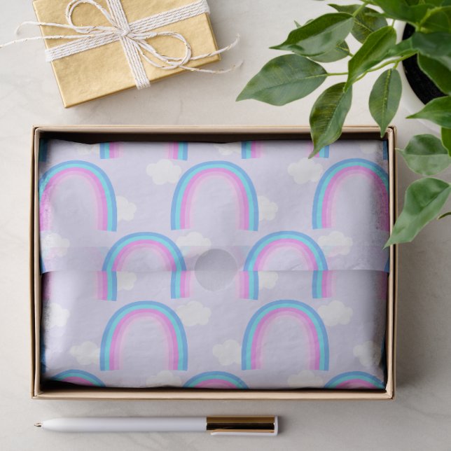 Papier Mousseline Arc-en-ciel avec Nuage Lilas (Cadeau)