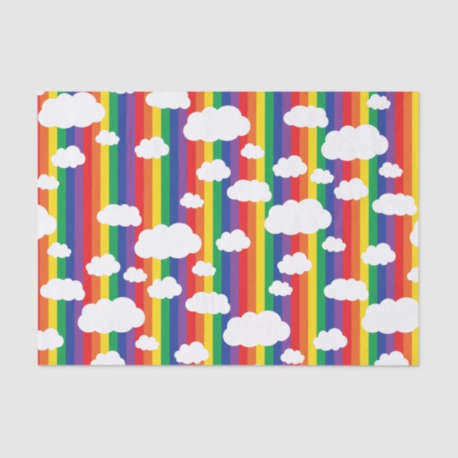 Papier Mousseline Arc-en-ciel et nuages mignons 1er anniversaire (Recto)