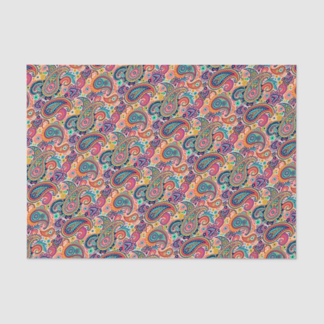 Papier Mousseline Arc-en-ciel lumineux Paisley (Recto)
