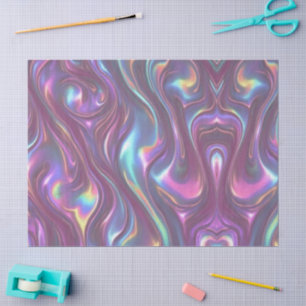 Papier Mousseline Arc-en-ciel métallisé iridescent rose aqua violet 