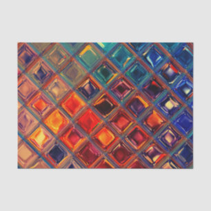 Papier Mousseline Arc-en-ciel mosaïque Carreaux Abstraits colorés