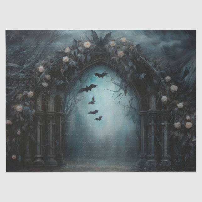 Papier Mousseline Arc gothique d'Halloween effrayant avec chauves-so (Recto)