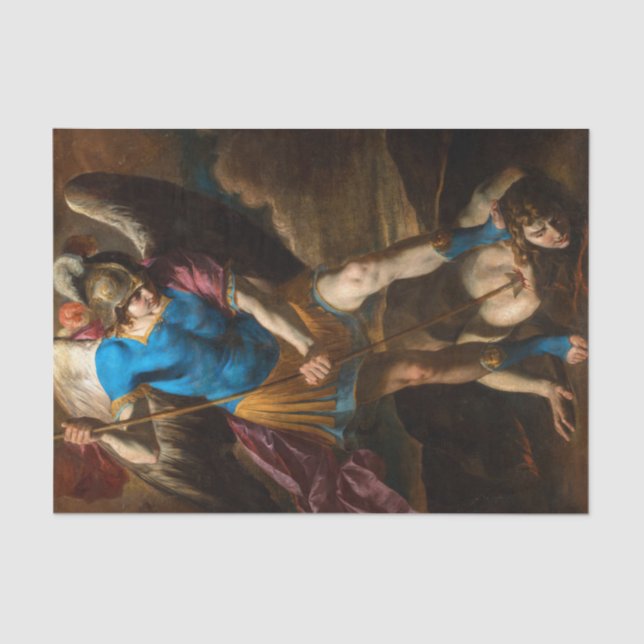 Papier Mousseline Archange Michael combat contre l'ange déchu (Recto)