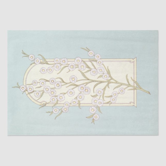 Papier Mousseline Arche Fleur Faisy Turquoise Découpage bleu (Recto)