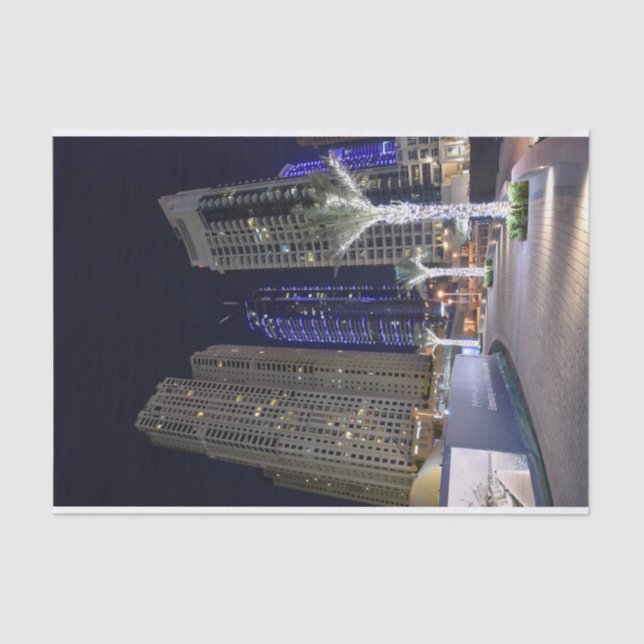 Papier Mousseline Architecture de Dubaï la nuit (Recto)