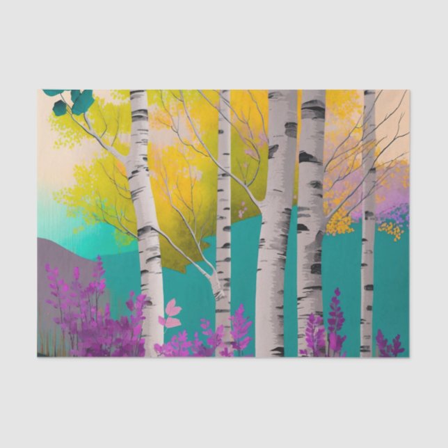 Papier Mousseline ARGENT BIRCH beaux arbres découpage papier (Recto)