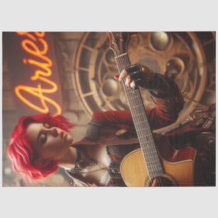 Papier Mousseline Aries Zodiac Musicien Guitare Découpage