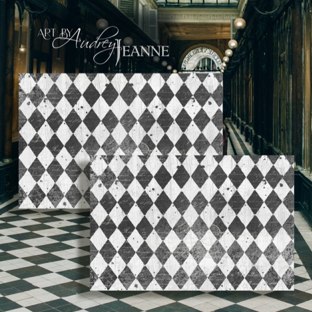 Papier Mousseline Arlequin Ephemera Noir n Blanc Bois Découpage (Créateur téléchargé)