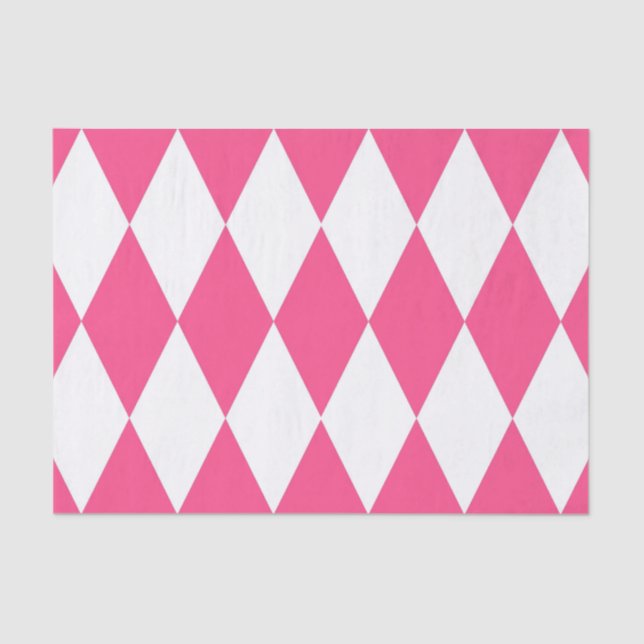 Papier Mousseline Arlequin rose blanc Diamants Checkers Design (Recto)