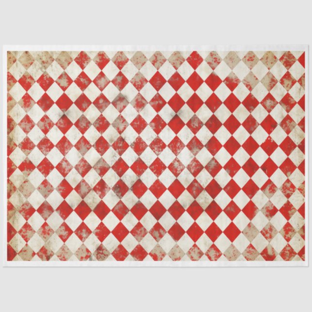Papier Mousseline Arlequin rouge et blanc (Recto)