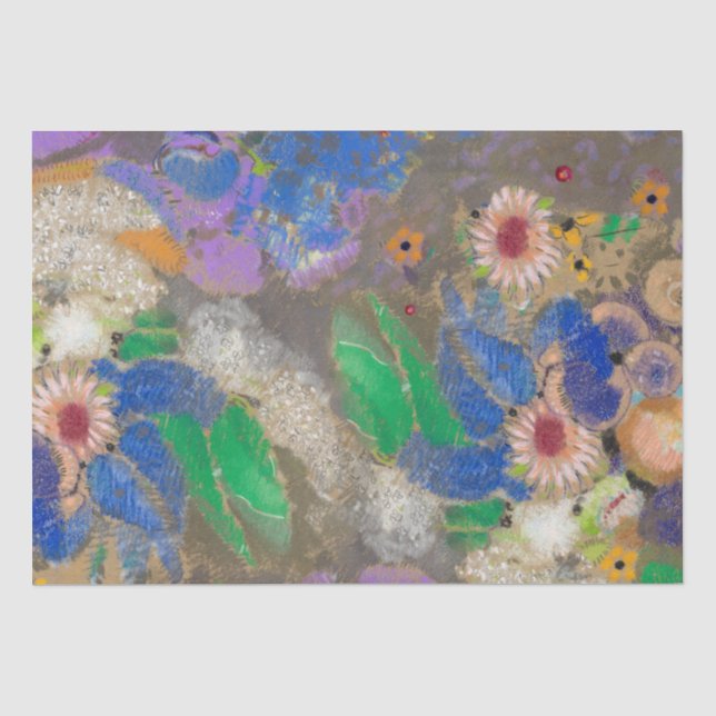 Papier Mousseline Arrière - plan de fleurs abstrait d'Odilon Redon. (Recto)