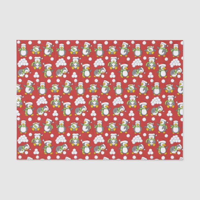 Papier Mousseline Arrière - plan de pingouins de Noël (Recto)