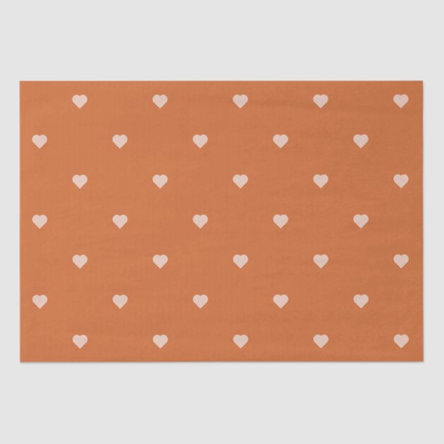 Papier Mousseline Arrière - plan des mini-coeurs orange brûlés (Recto)