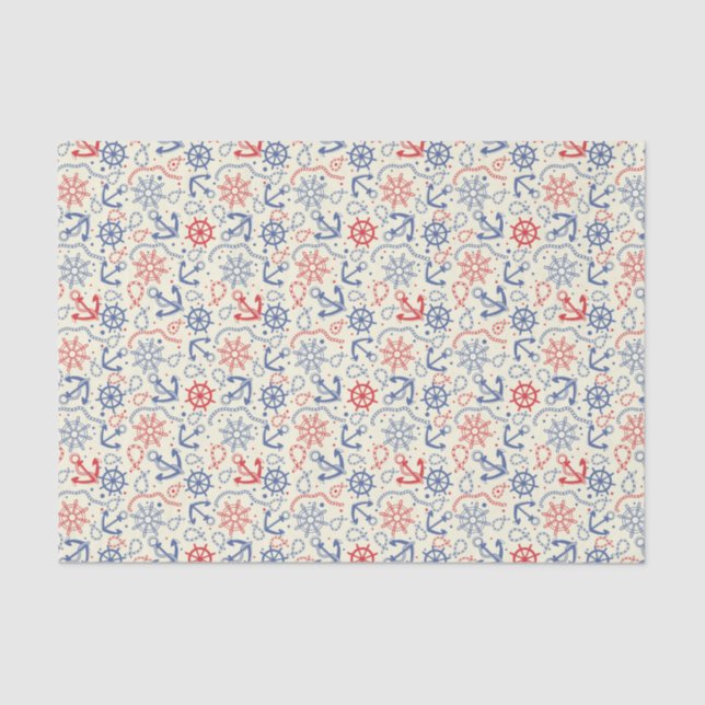 Papier Mousseline arrière - plan rouge et marine avec ancre (Recto)