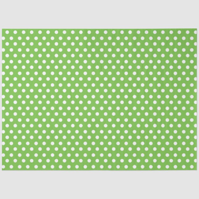 Papier Mousseline Arrière - plan vert clair avec Pois blancs (Recto)