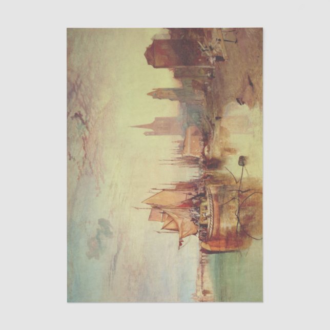 Papier Mousseline Arrivée d'un bateau à vapeur par Joseph Turner (Recto)