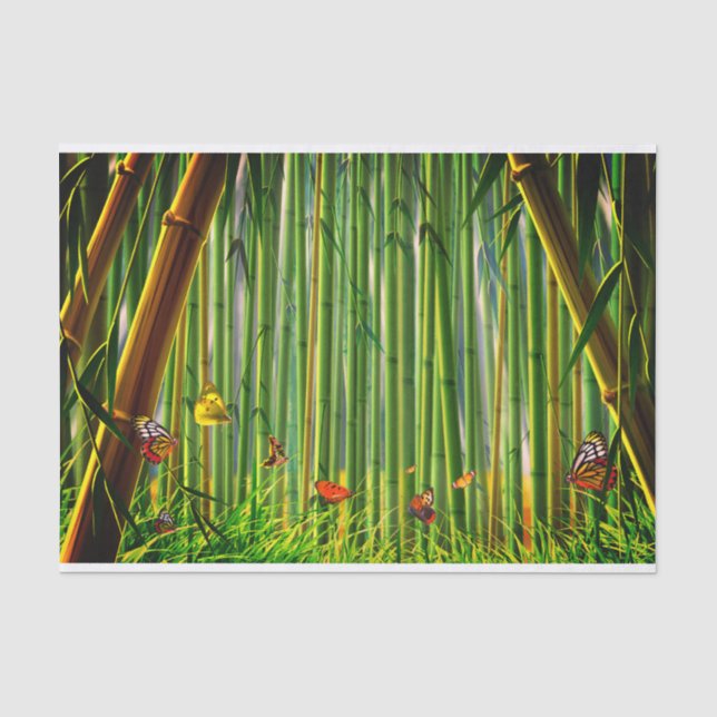 Papier Mousseline Art 1 de bambou et de papillon (Recto)