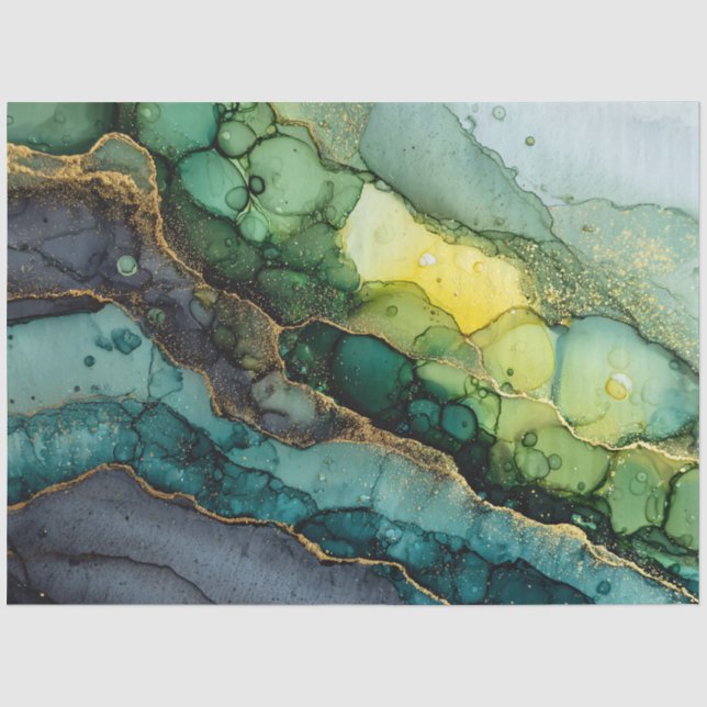 Papier Mousseline Art abstrait fluide vert (Recto)
