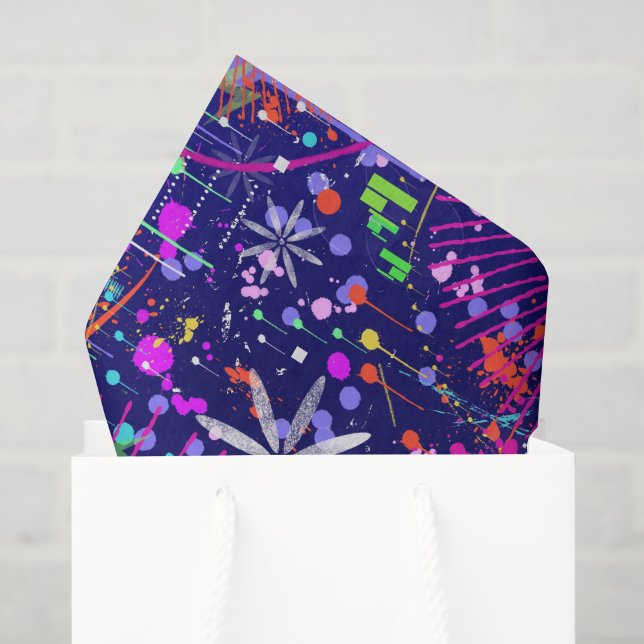 Papier Mousseline Art abstrait Jubilé Bleu  (Sac cadeau)