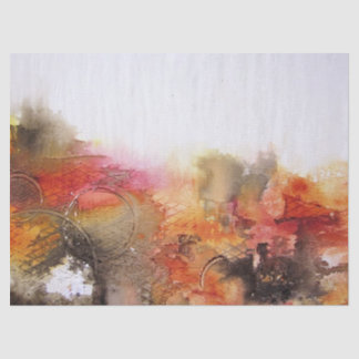 Papier Mousseline Art abstrait moderne blanc orange rouge-brun