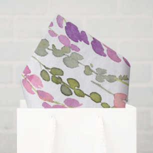 Papier Mousseline Art aquarelle de vigne florale rose vert beau