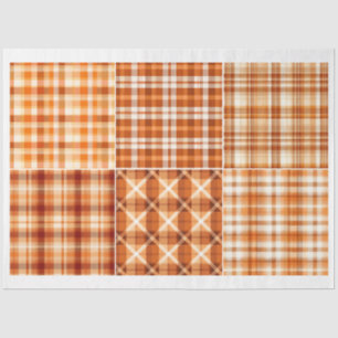 Papier Mousseline Art Artisanat Chute Thème Orange Brown Plaid Motif