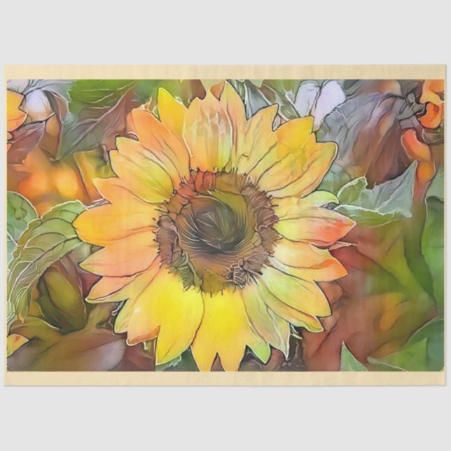 Papier Mousseline Art Big Sunflower Collection moderne (Recto)
