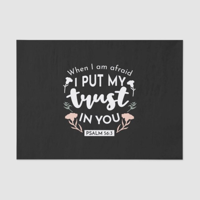 Papier Mousseline Art chrétien floral foncé - Psaume 56:3 (Recto)