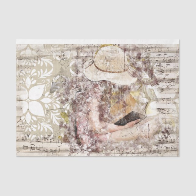 Papier Mousseline Art Collage Girl Music 26 Découpage (Recto)