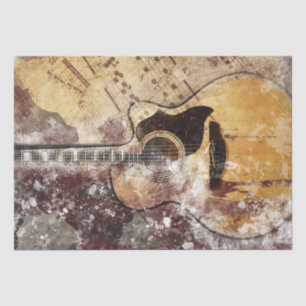 Papier Mousseline Art Collage Guitare Music 34 15x20 Découpage