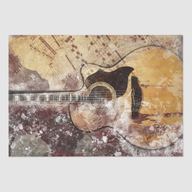Papier Mousseline Art Collage Guitare Music 34 15x20 Découpage (Recto)