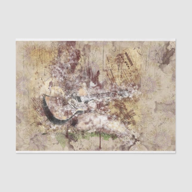 Papier Mousseline Art Collage Guitare Musique 33 Découpage (Recto)