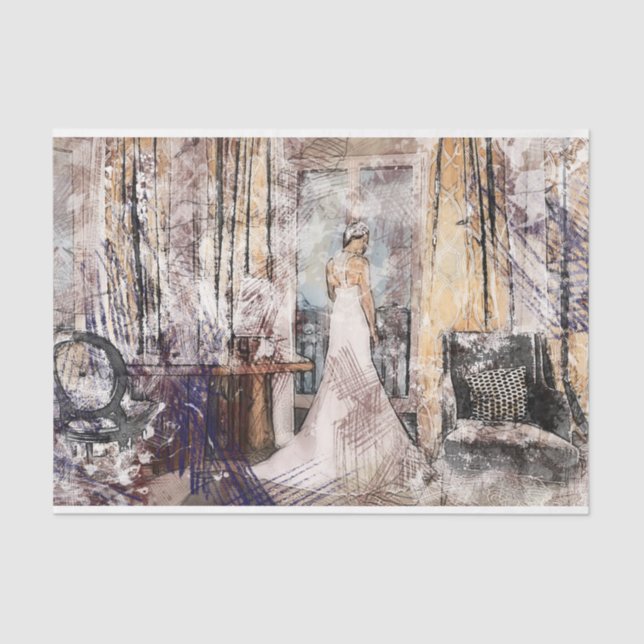 Papier Mousseline Art Collage Romantique Femme 37 Découpage (Recto)