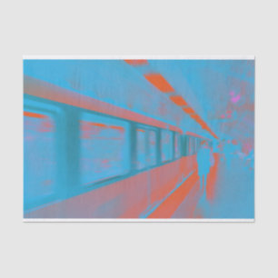 Papier Mousseline Art de la femme parisienne dans le métro en bleu o