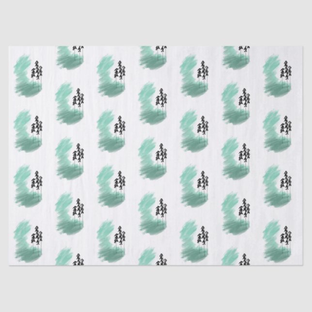 Papier Mousseline art de l'arbre vert scandinave simple moderne ment (Recto)