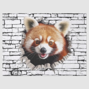Papier Mousseline Art de mur brisé 3D Panda roux – Safari réaliste